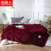 南极人(NanJiren)家纺 保暖魔法绒毛毯绒毯子 床上用品纯色空调毯多功能盖毯午睡毯床单毯子 绽放红 200x230cm