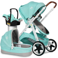 coolbaby高景观婴儿推车可躺可坐婴儿车避震夏多功能双向宝宝手推车三合一婴儿车 清新绿提篮版三合一