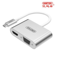 优越者(UNITEK) Y-V100SL type-c转hdmi+vga苹果MacBook Pro视频线转换器