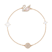 [直营]施华洛世奇(SWAROVSKI) DAZZLING SWAN 浪漫天鹅人造水晶女士手链手环送恋人 玫瑰金色S号5485876