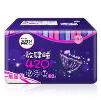 高洁丝经典系列丝薄棉柔夜用放肆睡420mm 7+2片