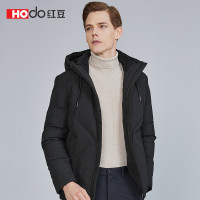 HODO红豆男装 男士羽绒服 2019冬季新款简约连帽加厚短款羽绒服外套男 S1黑色 180/96A