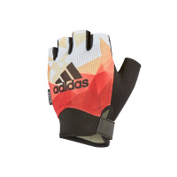 Adidas阿迪达斯登山手套女士户外健身防滑可调节护掌护腕吸汗干爽绒面魔术贴轻松拆卸半指手套 橙色 S