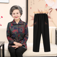 迪鲁奥（DILUAO)中老年人女装秋装60-780岁妈妈装老人衣服上衣奶奶春薄外套_889 XXXL115-130斤 绿色上衣+裤子