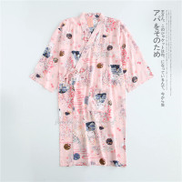 迪鲁奥（DILUAO)2019~日本女士贡缎绵绸复古和服睡袍浴袍汉服睡裙柔软家居服_413_264 睡裙粉色 L