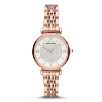 阿玛尼( Emporio Armani)满天星手表 女新款玫瑰金钢制表带镶钻女士石英表轻奢腕表AR11244 玫瑰金