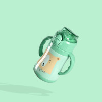 babycare儿童保温用品带吸管防摔幼儿园宝宝喝水杯子学饮杯婴儿水壶 儿童保温杯把手款-浅嗬绿 2930