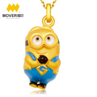《神偷奶爸》正版授权 Mover魔吻 小黄人多彩系列戴夫硬金黄金吊坠饰品 约1.6±0.1克