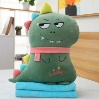 鸱吻恐龙抱枕毛绒玩具（60cm 绿色 三合一1.1m毛毯）