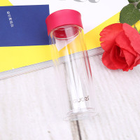 果兹五彩随心杯双层保温杯时尚水杯隔热防烫玻璃杯 200ml 白色 红色
