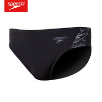 speedo/速比涛 男士经典三角泳裤男 抗氯速干耐穿男子性感游泳裤 黑色/铅灰B443 180/100(36)