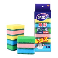 妙洁5373 海绵百洁布 洗碗棉 一般厨具 四色分用 8片装(块)