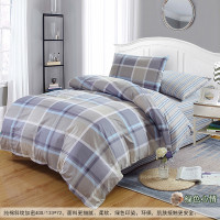床单 纯棉 紫灰方格