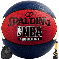 斯伯丁 SPALDING NBA比赛迷彩 Highlight星形复合表皮PU室内外训练7号蓝球76-022Y 星型PU篮球