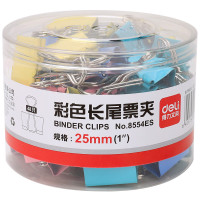 得力8554彩色长尾票25mm筒装（混）（48只/筒）