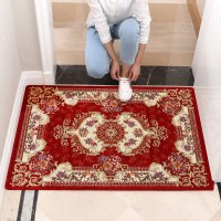 欧式地垫垫进入户口脚垫进垫子厅玄关卧室家用客厅地毯_1_434 120×180CM（送浴室吸水垫） 165红