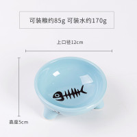 宠物猫碗狗碗狗盆猫食盆猫咪狗狗用品狗食盆陶瓷双碗饭盆多省_6_874 陶瓷碗（小型犬和猫咪可用） 三角架可爱猫碗蓝色