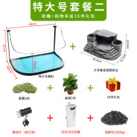 乌龟缸带晒台玻璃别墅养龟的专用缸鳄龟中型特大型鱼缸家用水陆缸_2 默认尺寸 66cm特大号：微景观套餐二