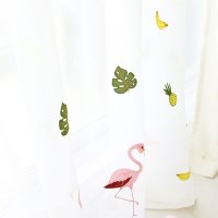 北欧风ins新款窗帘客厅卧室创意飘窗网红定制隔断帘遮光挂帘 宽3.5高2.6挂钩【高度免费裁剪】 绣花火烈鸟纱帘