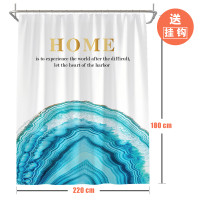 洗澡间浴帘套装隔断帘卫生间防水布沐浴家用免打孔浴室布帘子防霉_1 默认尺寸 冰海浴帘220*180cm送钩