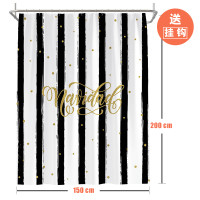 美式黑白条纹浴帘加厚防水防霉隔断帘不透明洗澡间家用卫生间挂帘_1 默认尺寸 黑粉香氛浴帘150宽*高200cm送钩