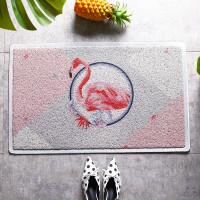 ins网红火烈鸟地垫丝圈入户垫入垫子pvc脚垫北欧地毯 60*90cm 圆心火烈鸟丝圈地垫