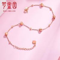 梦金园18K金手链 彩金750玫瑰金车花金珠转运珠手环 女款 18K金手链