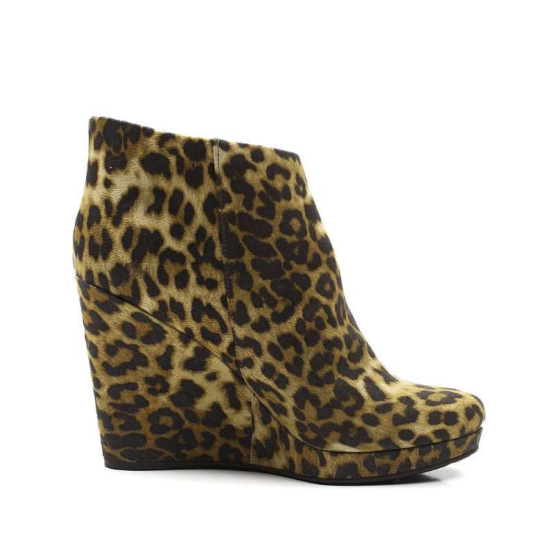 staccato 思加图杏棕色印花绒布/猪皮里女皮靴eh907d