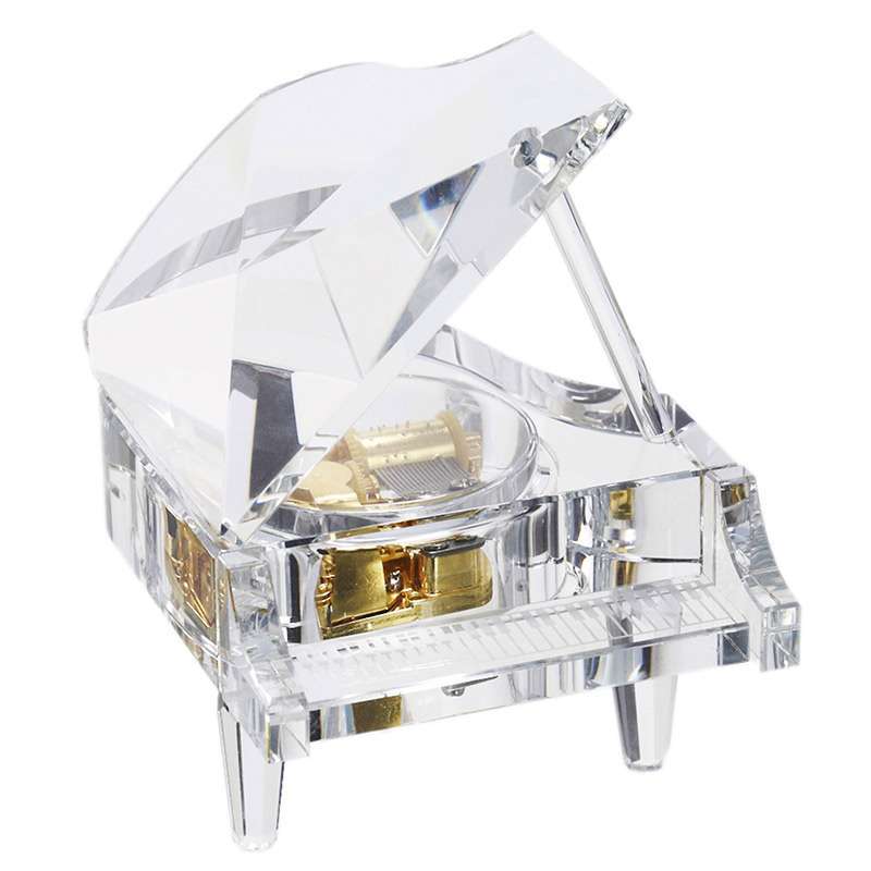 逦音18音白色水晶钢琴八音盒 韵升机芯 天空之城