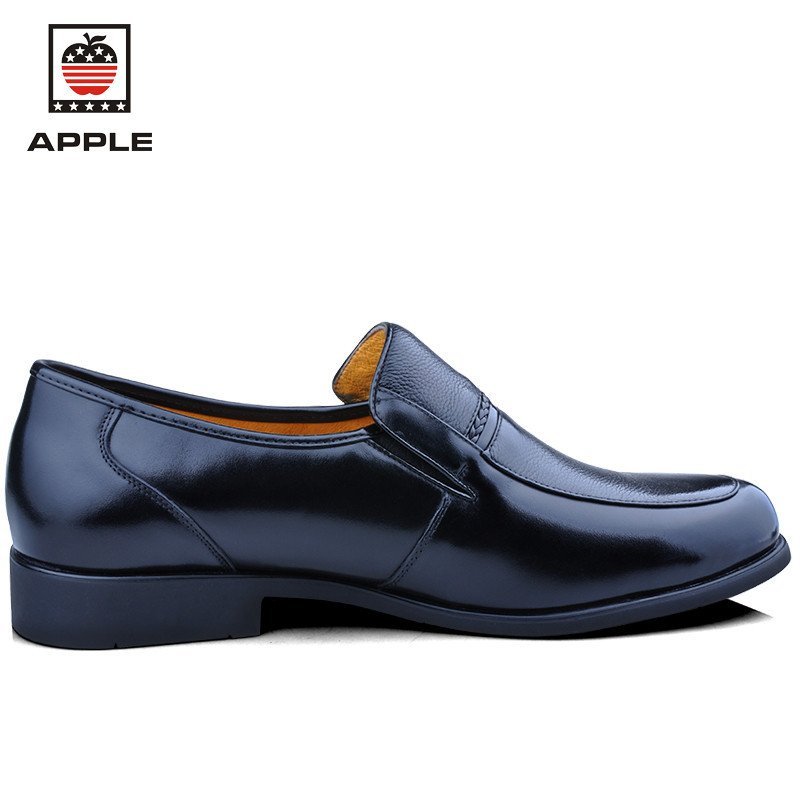 apple 苹果头层牛皮商务正装男士皮鞋 05135 粒面套脚男鞋 棕色 41码
