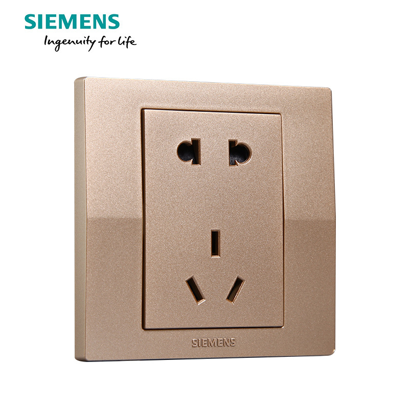 一位10a联体二三极插座垂直面板5ub80143nc03五孔插座悦动香槟金