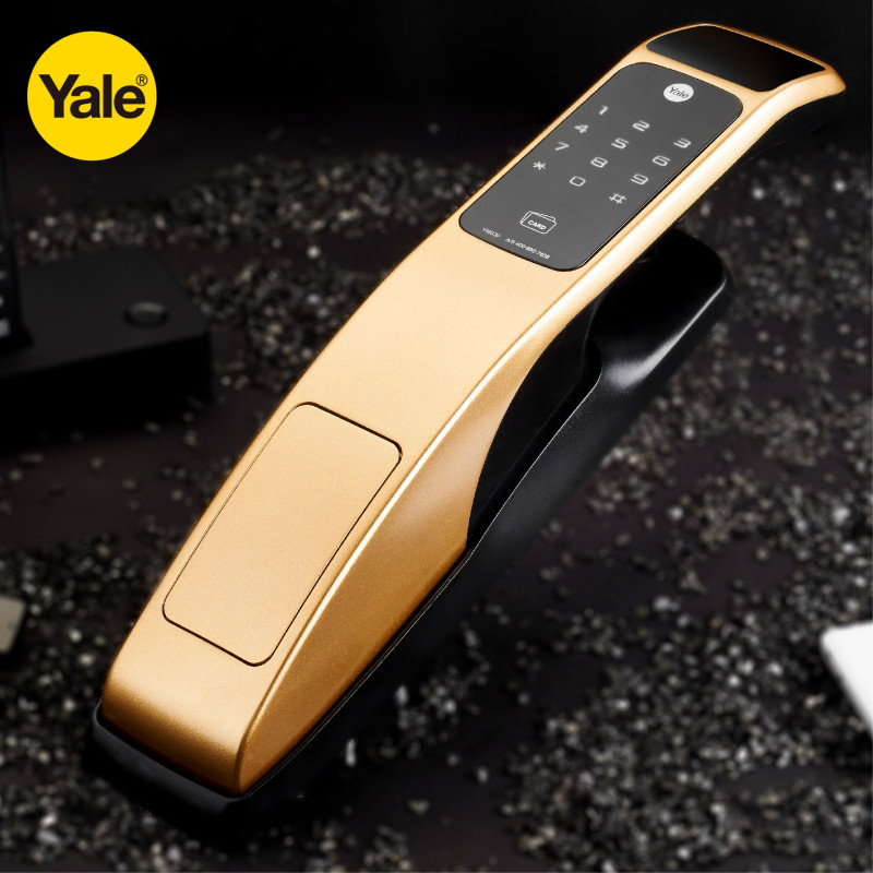 yale耶鲁 电子密码锁家用防盗智能锁 大门锁刷卡ymg30(古铜色)