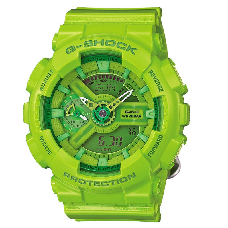 卡西欧(casio)手表 g-shock系列夜跑精灵mini糖果绿运动男表gma-s110