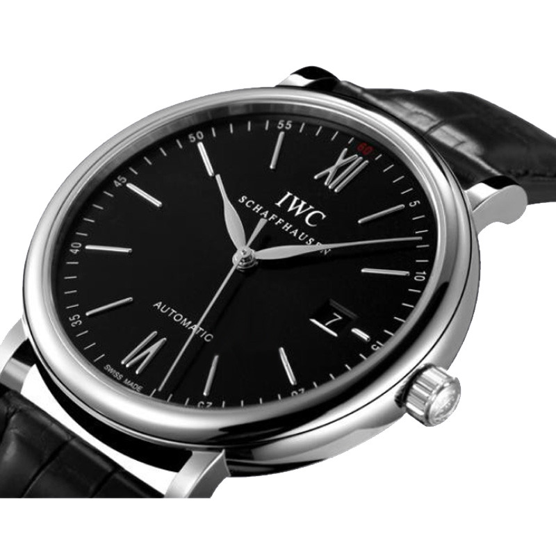 全球联保 万国(iwc)手表 柏涛菲诺系列iw356502自动机械皮带男表 黑色