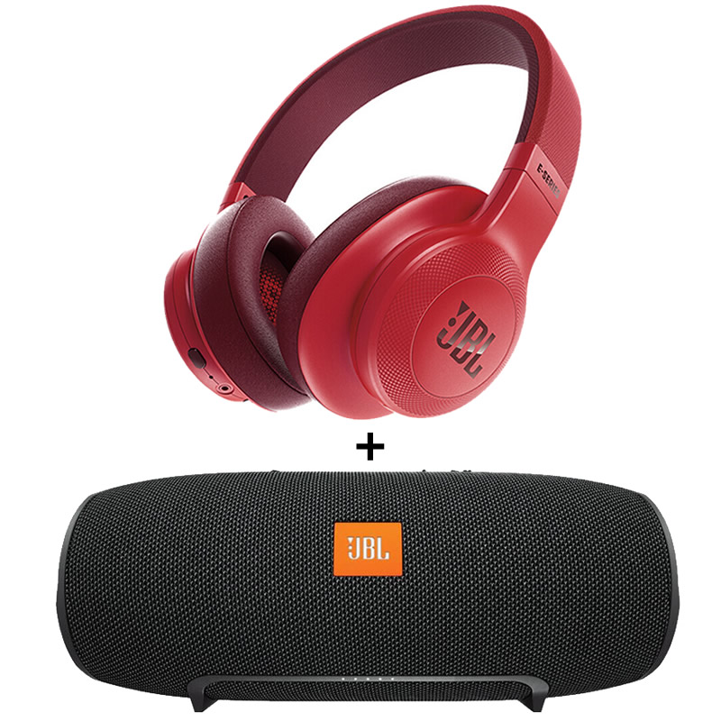 JBL E55BT 红色头戴式蓝牙耳机 支持音乐分享 & JBL Xtreme 黑色低音炮无线蓝牙音箱【保税仓发货】