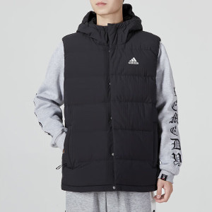 阿迪达斯 (adidas) 羽绒背心男装新款连帽防风运动服健身训练保暖休闲马甲 HG6277 XS