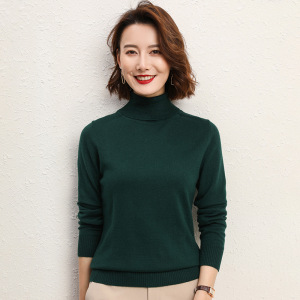 秋季新款高领毛衣女修身长袖套头纯色打底衫女大码针织衫