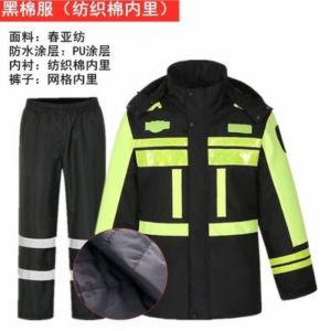 户外分体雨衣雨裤套装男士加绒加棉加厚保暖双层交通保安反光雨衣