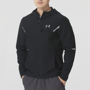 安德玛(UNDERARMOUR)外套男新款运动服健身训练跑步锻炼休闲服梭织连帽夹克1387992-310 ZP