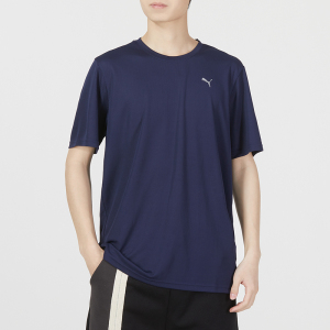 彪马(PUMA)短袖男装新款时尚简约跑步健身训练舒适透气圆领T恤587212-02...