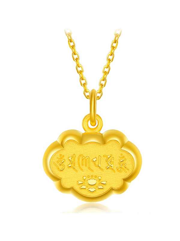 手拉手黄金吊坠项链