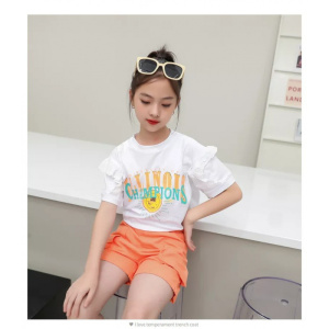 女童夏季套装新款韩版儿童中大童衣服洋气女孩短袖短裤两件套