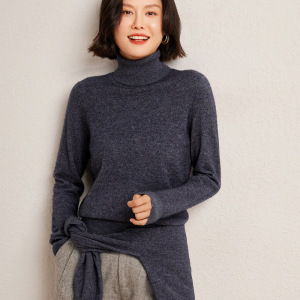 秋冬季新款山羊绒高领毛衣女长袖套头宽松休闲羊绒针织打底衫