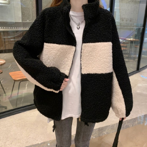 仿羊羔绒毛外套女秋冬季新款百搭宽松短款立领休闲学生上衣潮