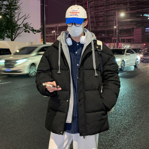 冬季情侣装棉服加厚保暖棉衣韩版假两件纯色外套开衫连帽棉袄厂家