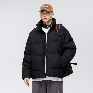 冬季纯色棉服男士加厚保暖棉袄潮流冬装情侣装面包服外套厂家