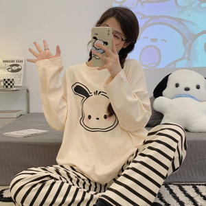 睡衣女士秋冬季棉质长袖甜美学生可爱卡通网红风可外穿家居服套装