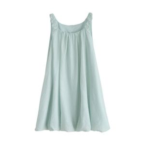 小个子气质U领吊带连衣裙女夏季新款法式花苞裙甜辣妹短裙子