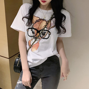 ins文艺女式休闲打底衫女韩版宽松上衣女夏情侣装短袖T恤女装