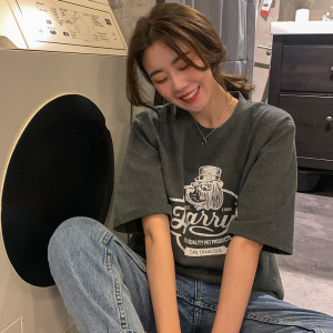 6535棉 韩版夏季宽松短袖T恤女学生大码上衣女士打底衫女装